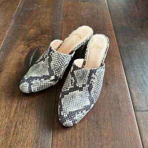 J. Crew Snake Printed Leather Mules